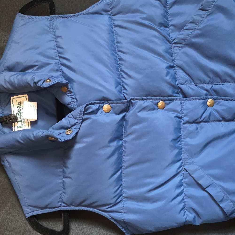 VTG L.L.Bean Puffer Vest Goose Down Blue Snap Ladies Small - Picture 9 of 9